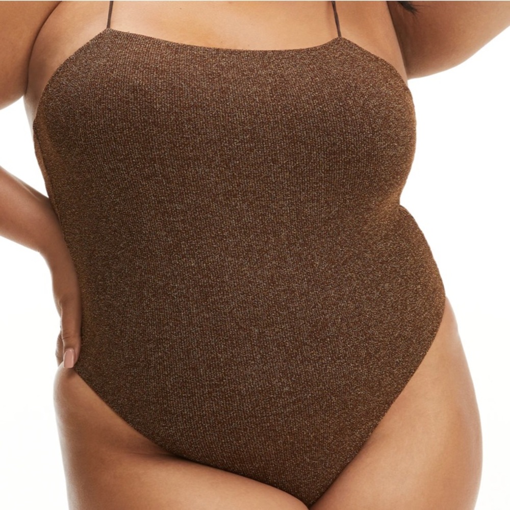 NewGood American Sparkle rib 90”s bodysuit SIZE 5 CHOCOLATE COLOR